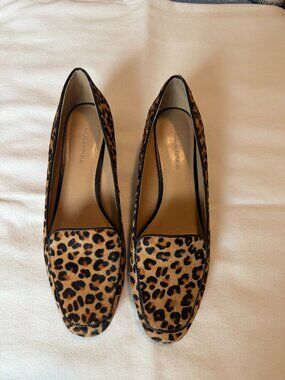 Banana Republic Leopard, Calf Fur  Block Heel, 9.5